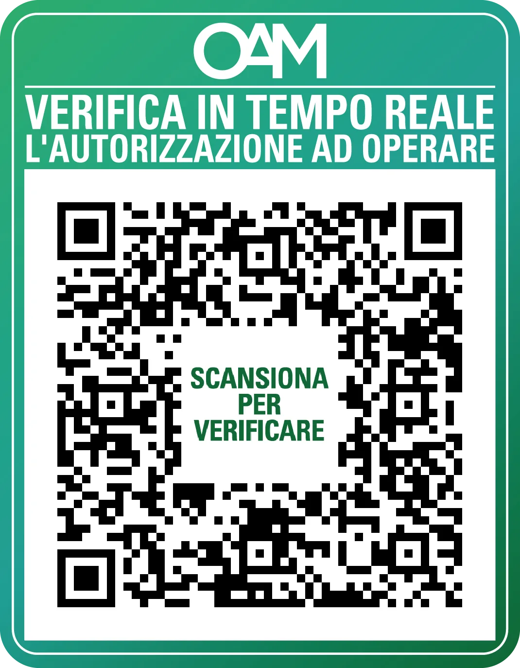 QR code verifica OAM